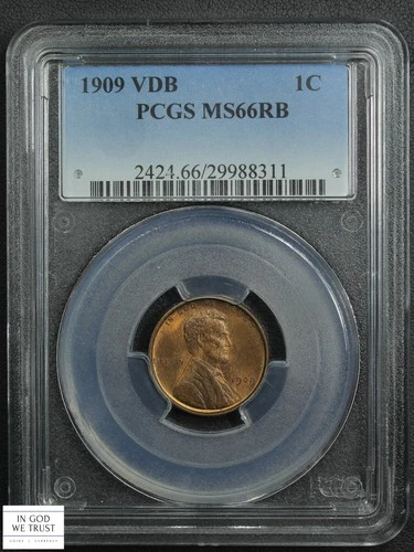 1909 VDB Red-Brown Lincoln Wheat Copper Cent 1C PCGS MS 66 RB