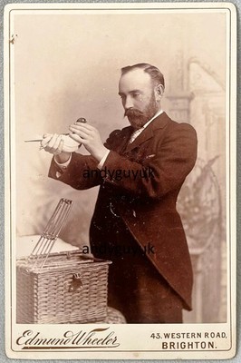 KABINETTKARTE SELTENER TAUBENZÜCHTER NAMENS ALFRED WINTERELSTER RENNEN KORB FOTO