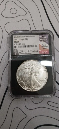 U.S. Mint American Silver Eagle 1986-S 1 oz Silver MS 70 NGC San Francisco