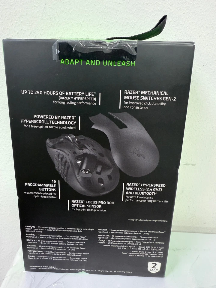 Razer Naga v2 HyperSpeed Gaming Mouse Wireless Black 30000dpi - Image 2 of 4