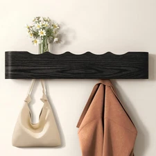 Coat Rack Wall Mount Entryway Organizer Modern Key Holder Wall Mount with Woo...