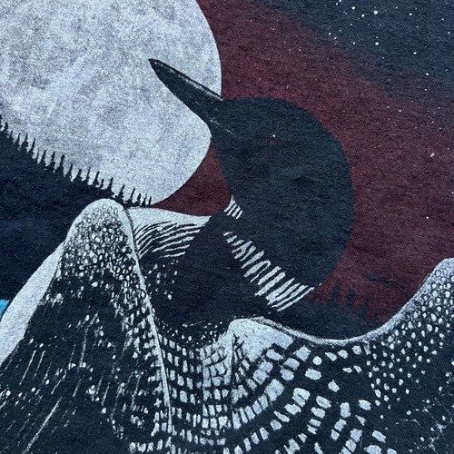 Vintage Common Loon AOP Nature Mountain Trees Stars T Shirt Riding Mountain NP - Picture 6 of 10