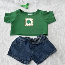 Build a Bear St. Patrick&rsquo;s Day I&rsquo;m Irish Shamrock Denim Outfit