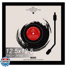 Fxojyvo Vinyl Record Frame for the Wall Display Album Cover, Black 12.5 x 12.