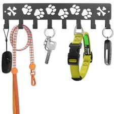 FEUNLEM Key Holder Wall Mount  Dog Leash for Wall, Metal Black-Paws