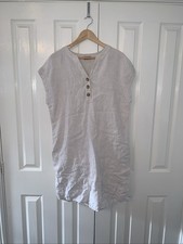 Jaeger Shift Dress tunic Size 14 100% Linen Beige  Length 39”Excellent Condition