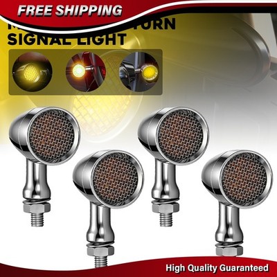 4PCS Motorcycle Amber LED Bullet Turn Signal Light Front Rear Blinker Indicator