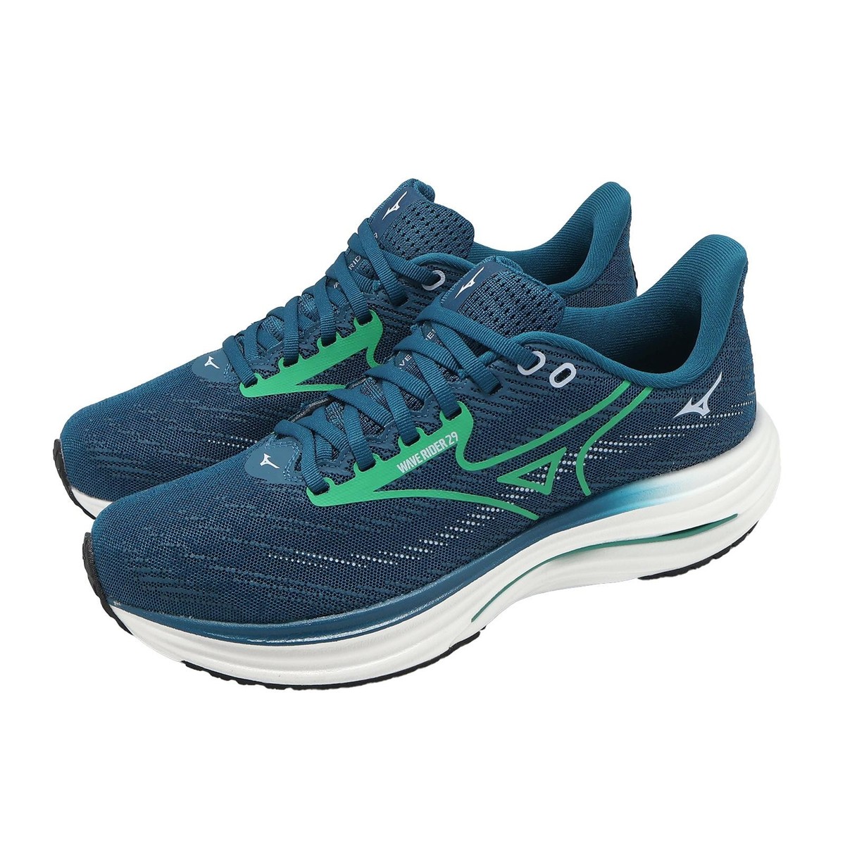 Mizuno Wave Rider 29 Blue Green Men Road Running Jogging Shoes