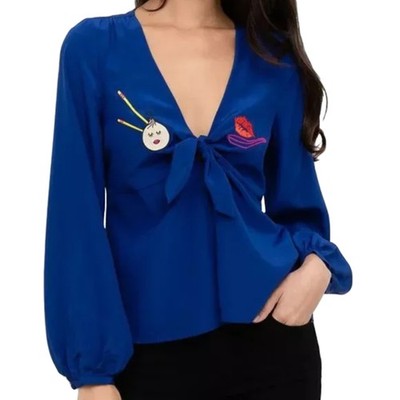 YUMI KIM Damen Blaues Dumpling Top #TP19595 NWT