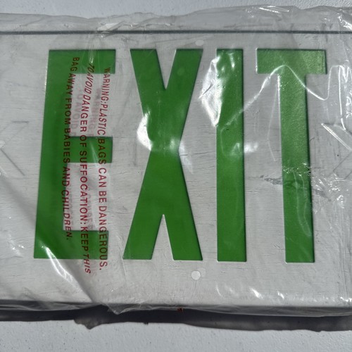 Exit Sign White GREEN Letter Hardwire Heavy Duty Emergency LED 1 Side Or 2