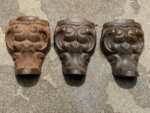 Antique Cast Iron Clawfoot Bathtub Feet Set Of 3 Victorian Scroll Ornate #3