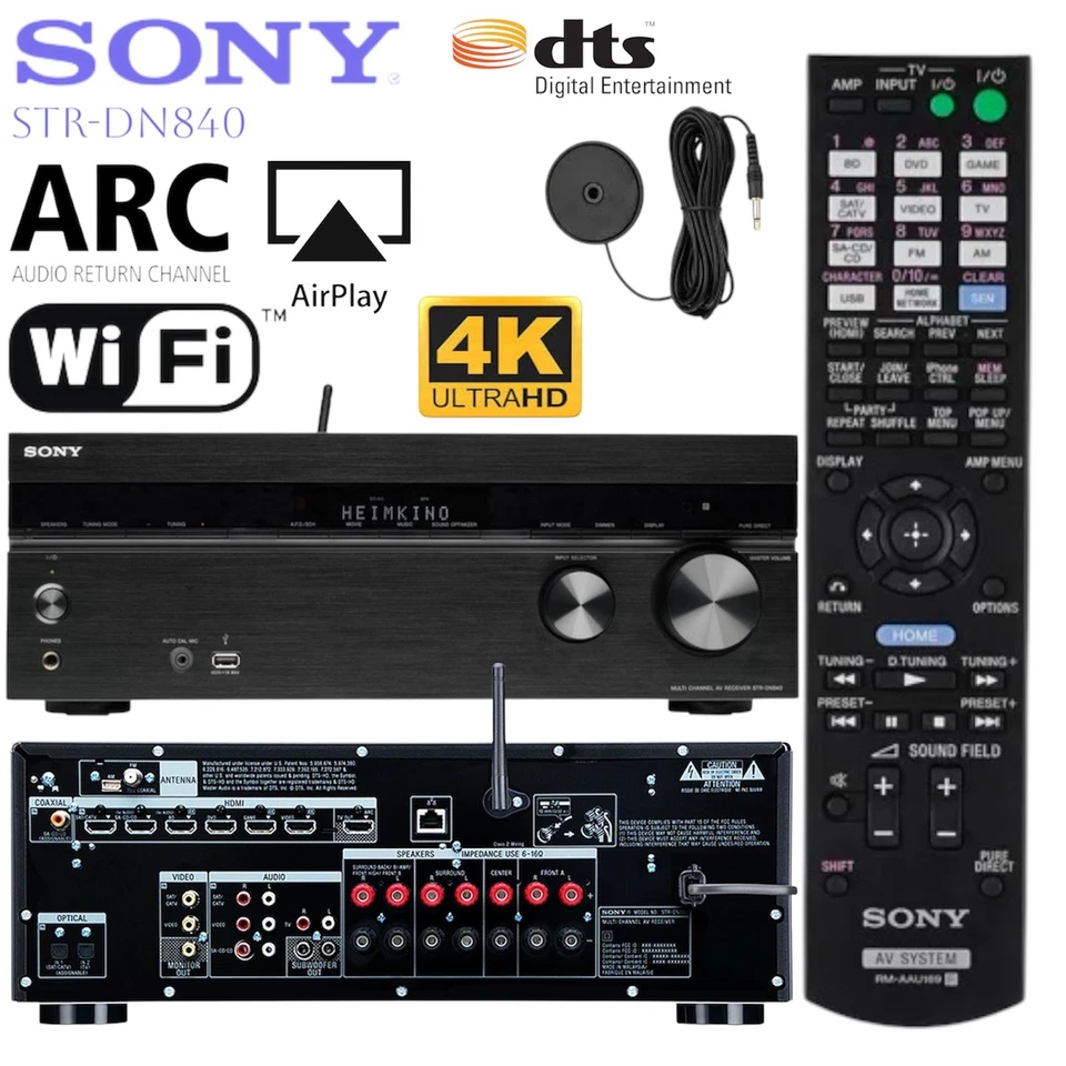 SONY STR-DN840 7.2 AV Receiver HDMI 4K WLAN DLNA Hi-Res Dolby TrueHD DTS-HD - Bild 2 von 4