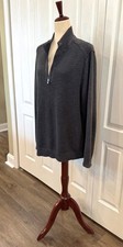 Tommy Bahama, Men's Size L Sweater, 100 Cotton, 1/4 Zip, Dark Gray, Long Sleeve