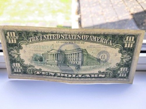 1969 10 Dollar US Currency Note Front Off Center Print - Picture 13 of 14