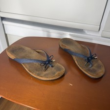 Vionic Thong Flip Flop Sandal w/ Bow Detail Bella II Navy Blue Jean 8