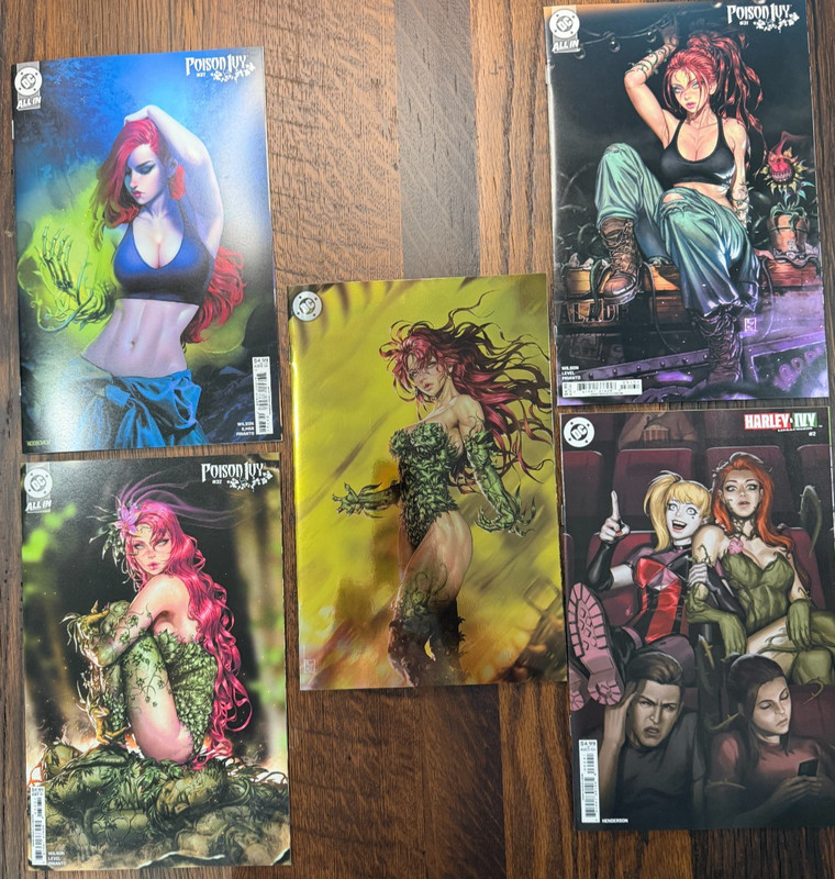 POISON IVY - Premium Variant Lot of (5) DC All In Comic Books - Foil, Harley, +