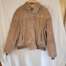 Manhattan Polo Club Corduroy Jacket Mens L Sherpa Lined Bomber Made in USA Vtg