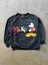 Vintage 90s Size X-Large Disney Mickey Mouse Spellout Black Sweatshirt
