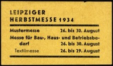 1934 Germany Poster Stamp Leipzig Autumn Sample Fair Construction Household And