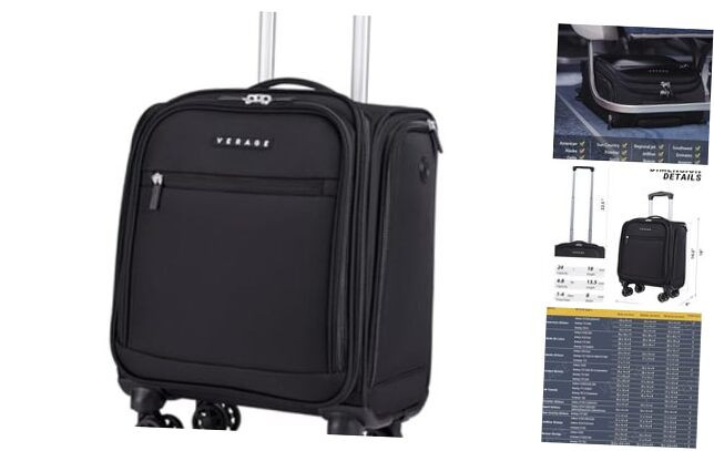 14.5-Inch Black Underseat Carry-On Luggage with Wheels-image