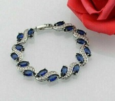 8.12 CT Marquise Simulated Sapphire Dainty Tennis Bracelet 14k White Gold Plated