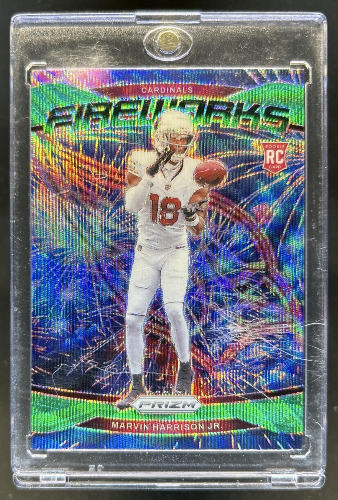 2024 Panini Prizm Marvin Harrison Jr. Fireworks RC Green Wave #20 Cardinals