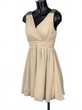 Little Mistress Cream Beige Gothic Style Cocktail Party Dress Uk 12