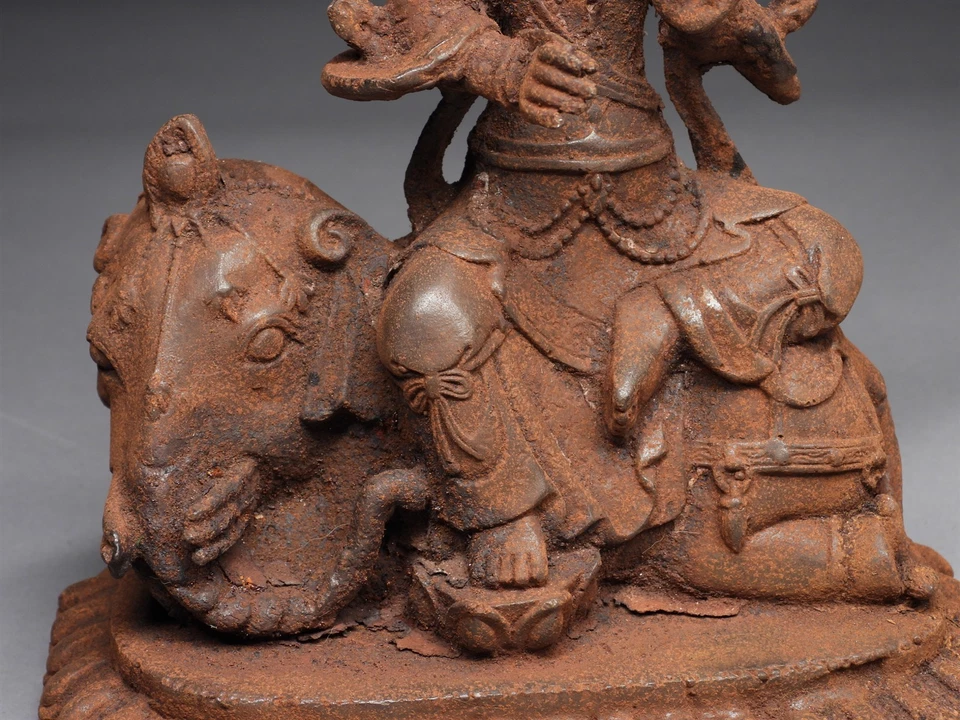 Antique Chinese Qing Period Cast Iron Samantabhadra Buddle on Elephant Statue - Image 4 of 4