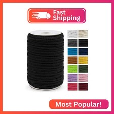 JeogYong Braided Macrame Cord 5mm x 295ft, Natural 8-Strand Braided Cotton Rope,