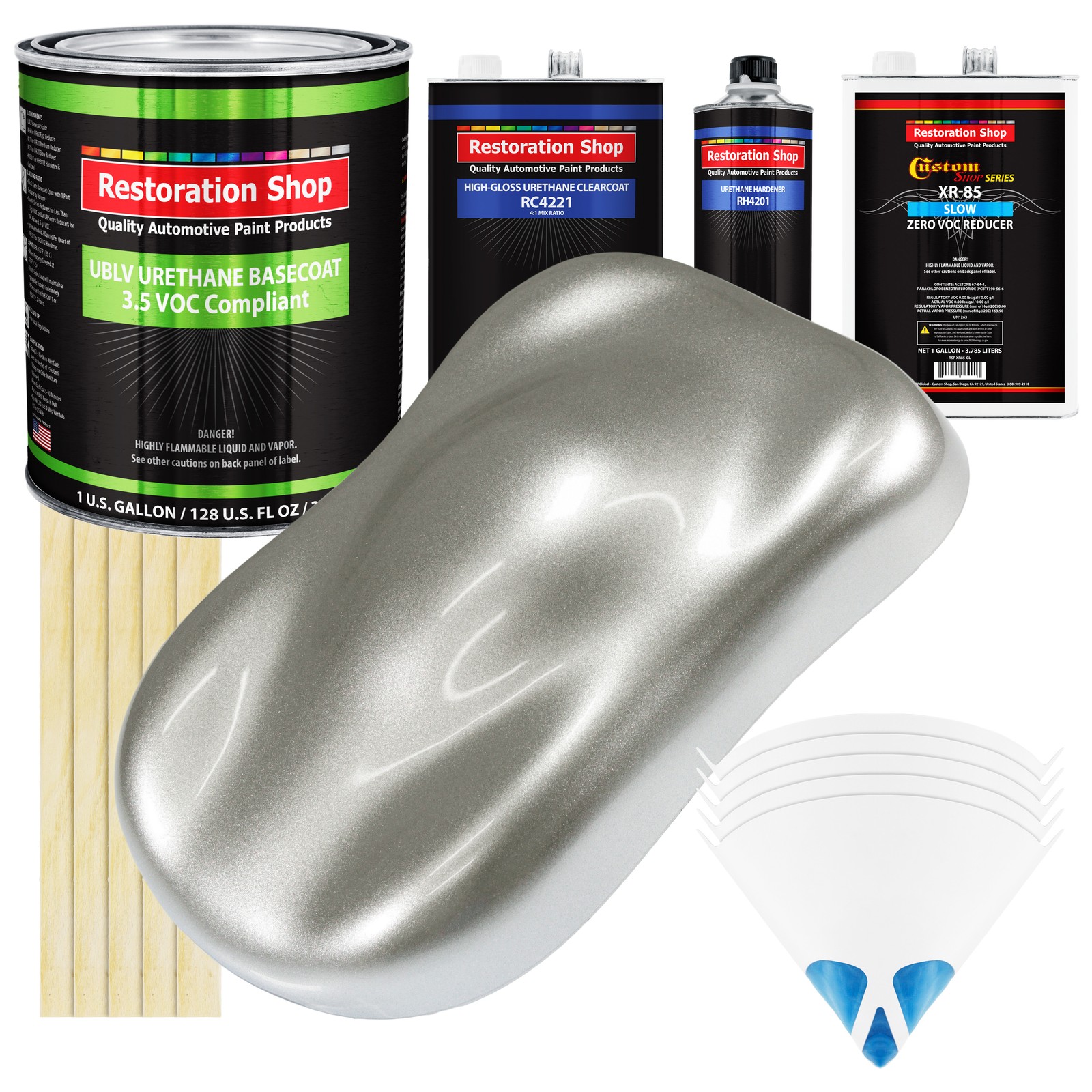 Brilliant Silver Firemist Low VOC Slow Paint Gal Kit with Urethane Basecoat Clearcoat