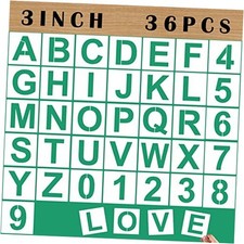 36PCS Letter Stencils Reusable Plastic, Alphabet Craft Stencils and 3 inch