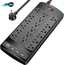 18 Outlets Surge Protector Power Strip 6 Feet Flat Plug Heavy Duty Extension