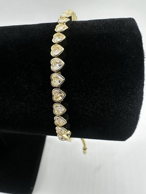 Baublebar Brooke Heart Stone Women's Gold Crystal Tennis Bracelet