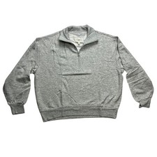 LOU GREY Signature Soft Plush Quarter Zip Pullover Sweatshirt Gray Size S new