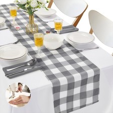 12-Pack Red Gingham Checkered Table Runner 14"x108" Waterproof Polyester