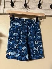 Under Armour Boys Athletic Shorts Blue Camouflage Size 7 Elastic Waist
