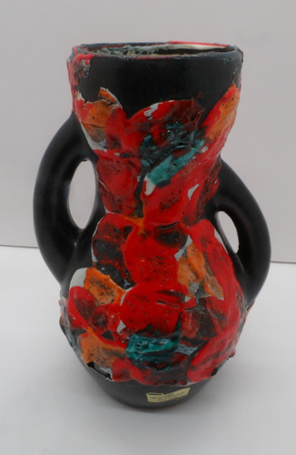 Vintage Fat Lava Vase Sanguine / Ocean Rocaille