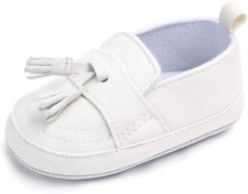 Csfry Infant Toddler Baby Boys Soft Moccasinss Crib Shoes White US5