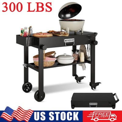 2-Shelf Outdoor Grill Table Foldable BBQ Cart for Blackstone Griddle 17'' & 22''