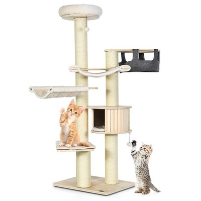 Petsjoy 77.5  Cat Tree House Multi-Level Kitten Activity Tower W/ Sisal Posts