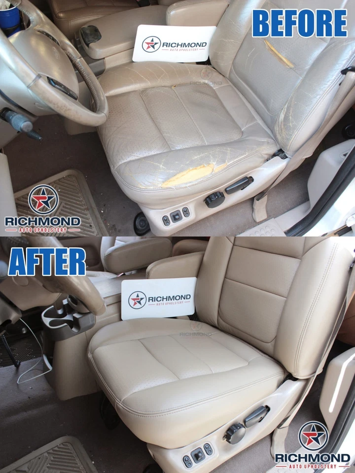 2002 2003 Mercury Mountaineer -Driver Side Bottom Leather Seat Cover 2-Tone Gray - Image 3 of 4