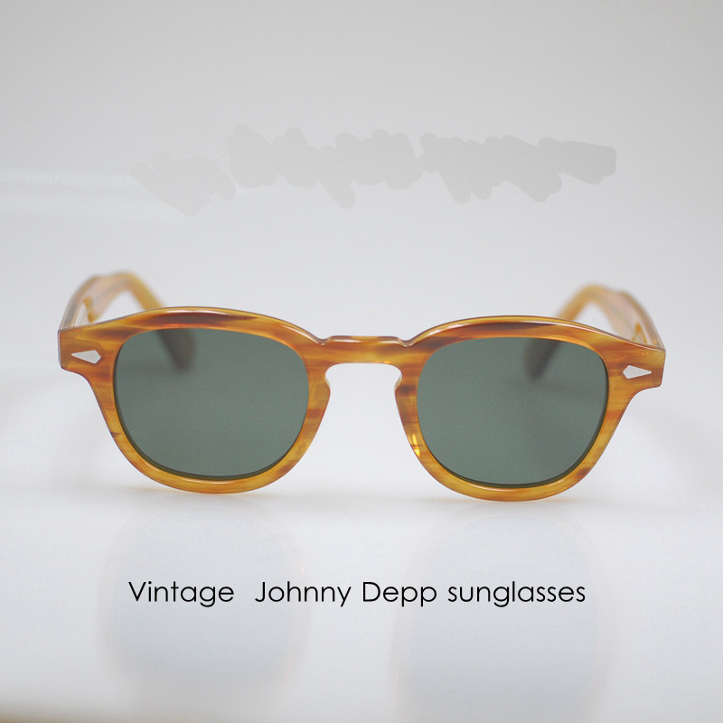 Johnny Depp G15 sunglasses blonde frame green polarized sunglasses women glasses