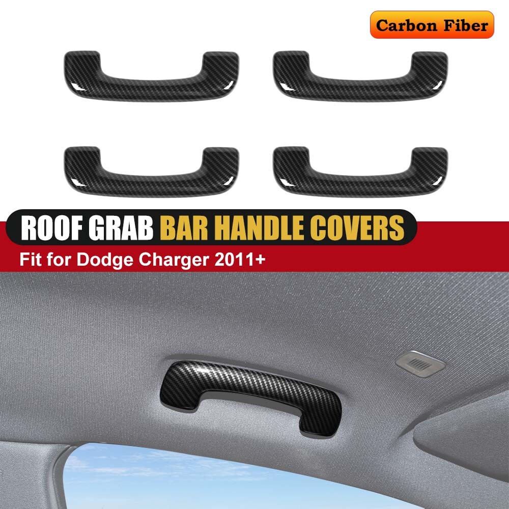 Carbon Fiber Roof Grab Bar Handle Trim Decor Cover for Dodge Charger 2011-2023