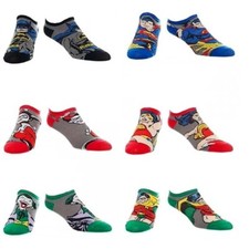 DC Comics Character Ankle Socks 6 Pair Adult Sock Size 9-11 NWT