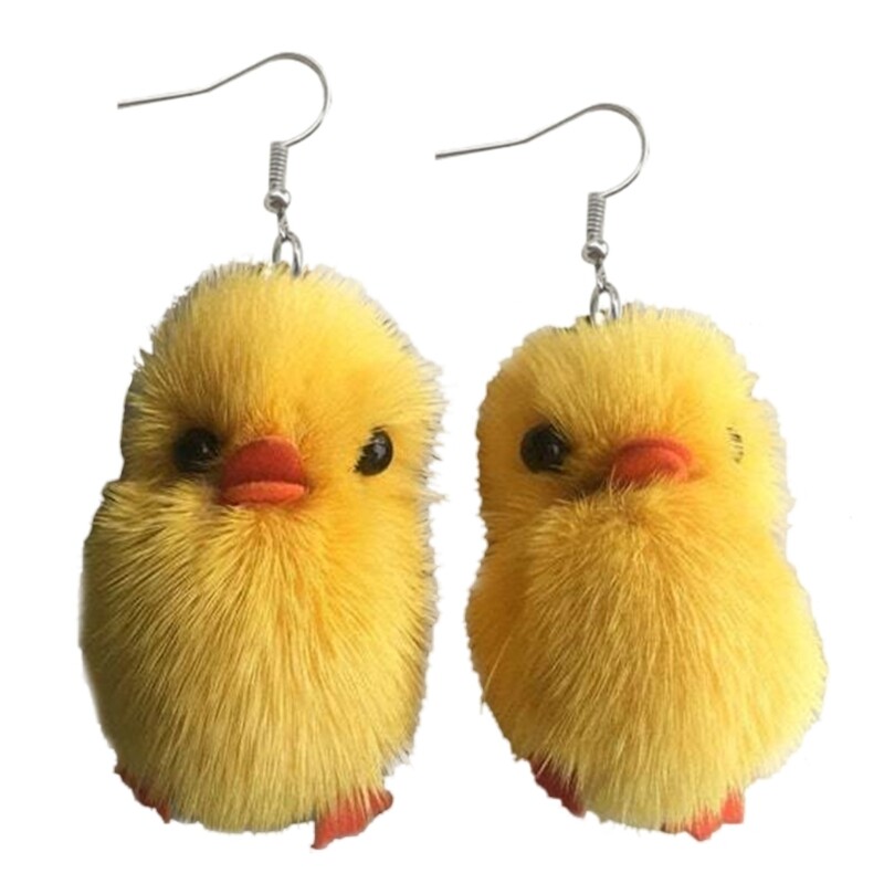 Simple Yellow Duck Dangle Earrings with Sweet Animal Charm Jewelry
