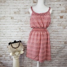 NWT Gap Size M Pink Orange Green Zig Zag Print Braided Sleeveless Dress MSRP $59
