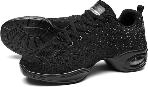 Damen-Jazzschuhe Schnürschuhe Turnschuhe Damen geteilte Sohle sportlich Walking Tanzschuhe - Bild 31 von 43