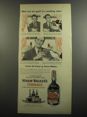 1952 Hiram Walker's Cordials Ad - We've lost our guest in a sandtrap, dear!