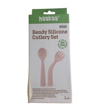 Haakaa Silicone Cutlery Set NEW Toddler Spoon Fork -Bluestone -12 Months Up