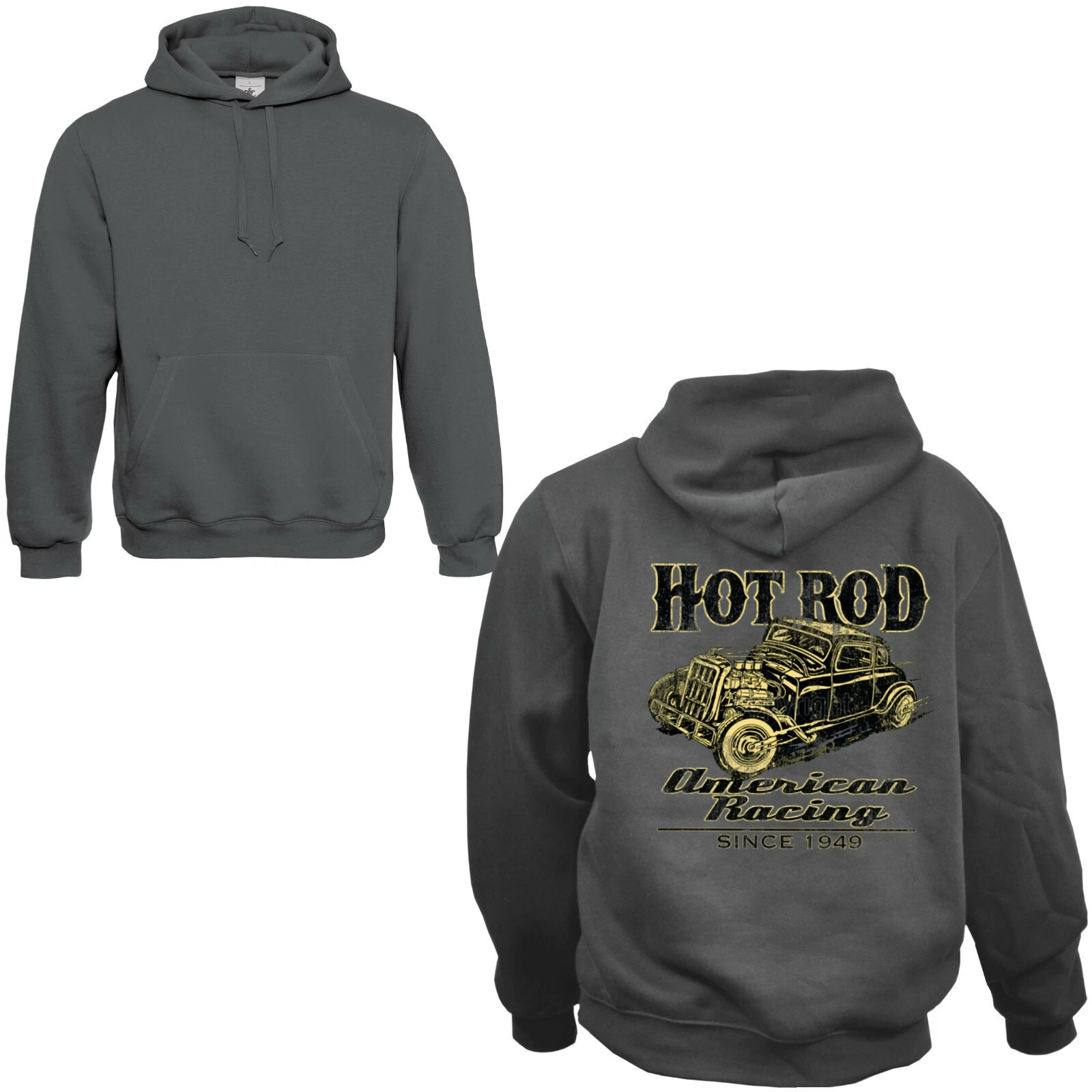 SACAI Felpa con cappuccio Hot Rod Racing Speedshop motivo auto *1070 grigia